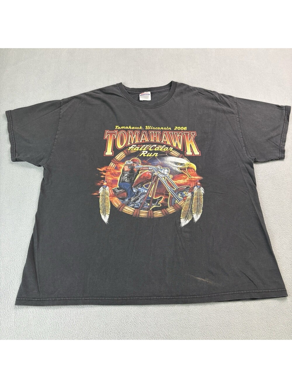 Vintage 2006 Tomahawk Fall Color Run Motorcycle T Shirt Size 2XL Black